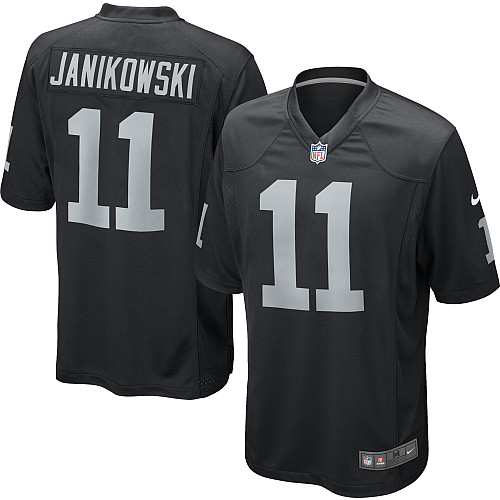 Men's Game Sebastian Janikowski Nike Jersey Black Home - #11 NFL Oakland Raiders